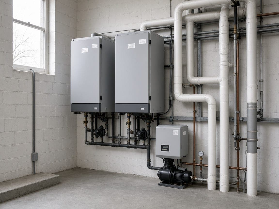 A commercial boiler plant room